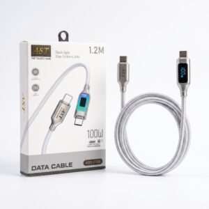 AST 100W USB-C To USB-C Fast Charging Cable (1.2m) - Zinc Alloy Braided Data Cord With LED Power Display (Model AST-C136)