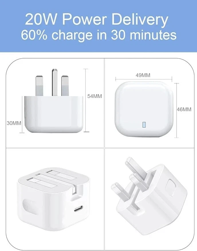 Top Choice 20W GaN PD USB-C Wall Charger Fast Plug For iPhone Samsung 3A MAX White - Image 5