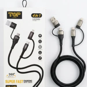 Top Choice 4-in-1 Multi USB Charging Cable 66W Super Fast Charge Braided Data Cord 4ft/1.2m
